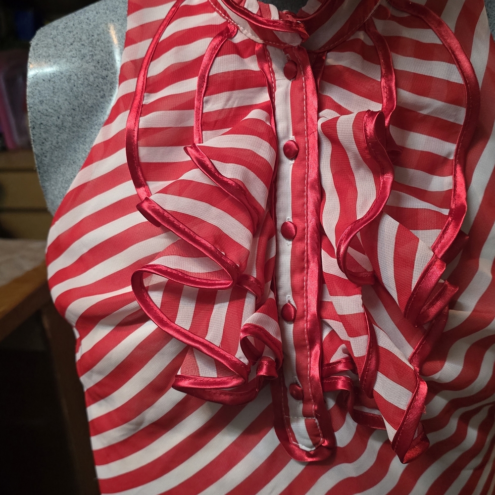 Paper Tee Scarlet and White Striped Top
